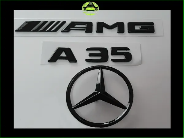 A35 Gloss Black Rear Badges Set