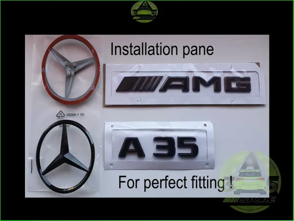 A35 Gloss Black Rear Badges Set